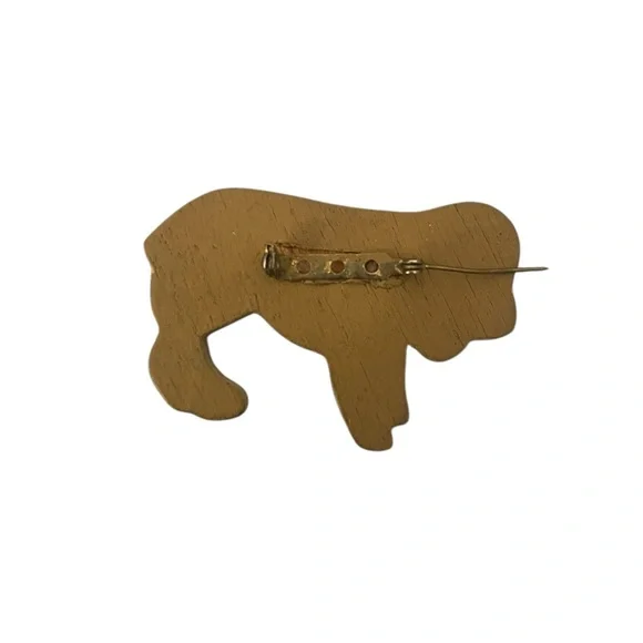 Vintage Hand Painted Wooden Dog Puppy Brooch Pin Novelty Golden Retriever - Picture 7 of 9